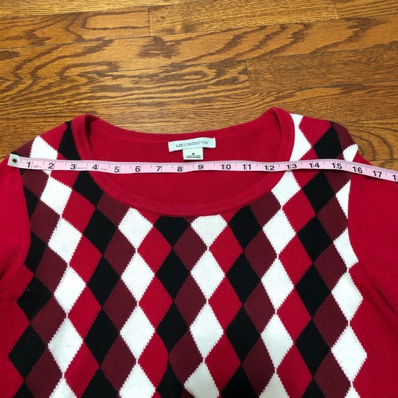 Ladies Red/White/BlackArgyle Sweater M - Picture 6 of 9